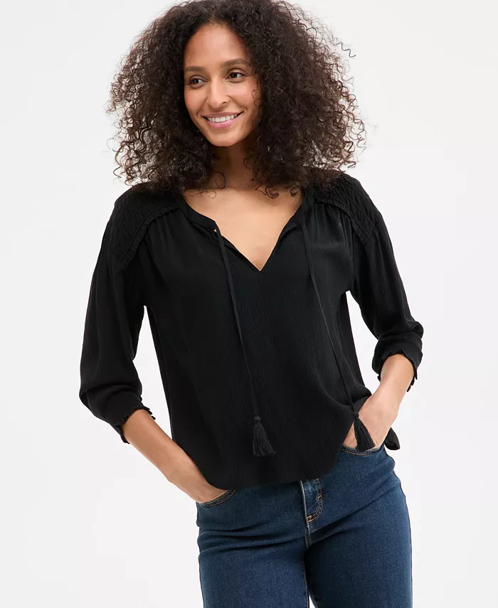 Женский топ с бахромой и разрезом на горловине, с рукавом 3/4 Style & Co, черный
Женский топ с бахромой и разрезом на горловине, с рукавом 3/4 Style & Co, черный