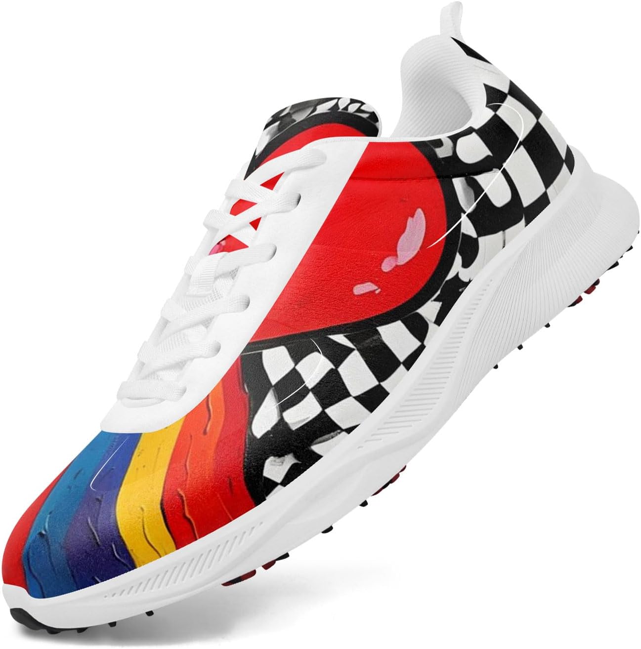 Дышащие гольф-кроссовки для мужчин, женские гольф-кроссовки без шипов с художественным дизайном и вентиляцией пятки, спортивные тренеры Onegam, белый/черный/красный
Дышащие гольф-кроссовки для мужчин, женские гольф-кроссовки без шипов с художественным дизайном и вентиляцией пятки, спортивные тренеры Onegam, белый/черный/красный