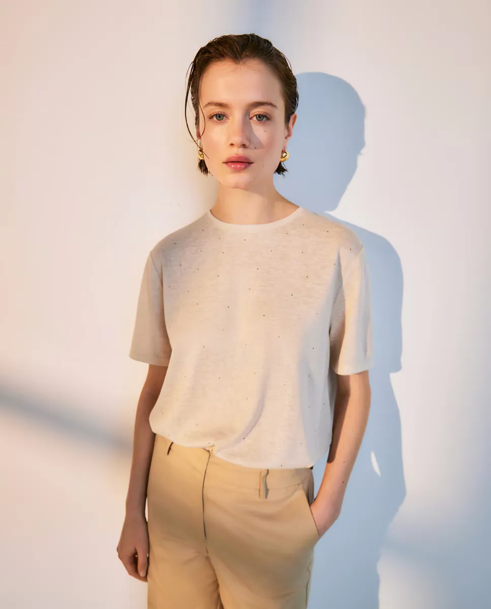 Женская футболка с коротким рукавом и заклепками Woman El Corte Inglés, бежевый
Женская футболка с коротким рукавом и заклепками Woman El Corte Inglés, бежевый