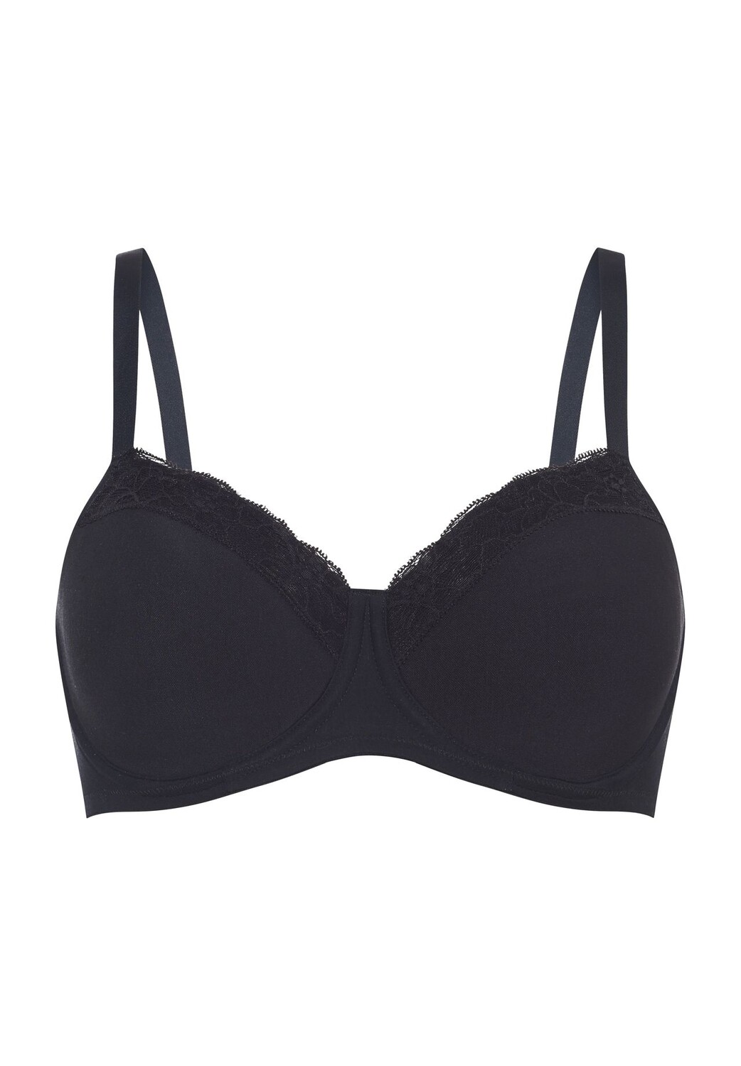 Бюстгальтер с чашками Cotton Lace, кружево, однотонный, женский HANRO, черный