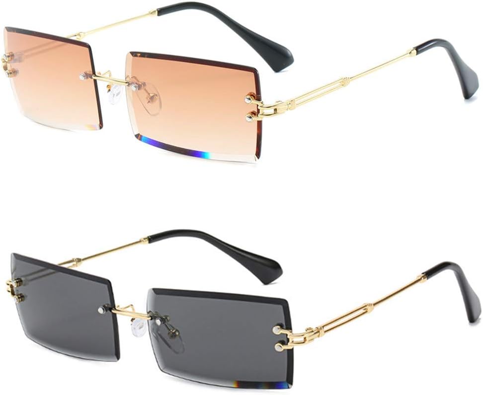 Солнцезащитные очки LASPOR, комплект из 2 штук, прямоугольные, без оправы, для мужчин и женщин, винтажные, ретро, квадратные, золотистые, металлические, без оправы, тонированные линзы, Tea Brown + Black
Солнцезащитные очки LASPOR, комплект из 2 штук, прямоугольные, без оправы, для мужчин и женщин, винтажные, ретро, квадратные, золотистые, металлические, без оправы, тонированные линзы, Tea Brown + Black