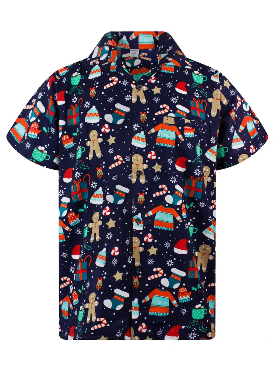 Рубашка на пуговицах классического кроя King Kameha Christmas Gingerbread, синий
Рубашка на пуговицах классического кроя King Kameha Christmas Gingerbread, синий