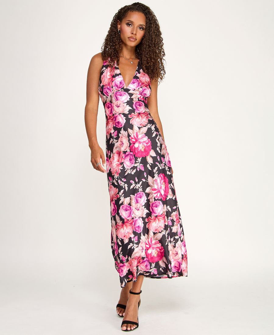 Женское миди-платье с V-образным вырезом и драпировкой на спине KATIA RAE, Black pink
Женское миди-платье с V-образным вырезом и драпировкой на спине KATIA RAE, Black pink