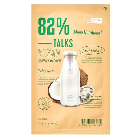 Увлажняющая и питательная тканевая маска для сухой кожи Mega Nutritious 27г Missha,Talks Vegan Squeeze Sheet Mask
Увлажняющая и питательная тканевая маска для сухой кожи Mega Nutritious 27г Missha,Talks Vegan Squeeze Sheet Mask