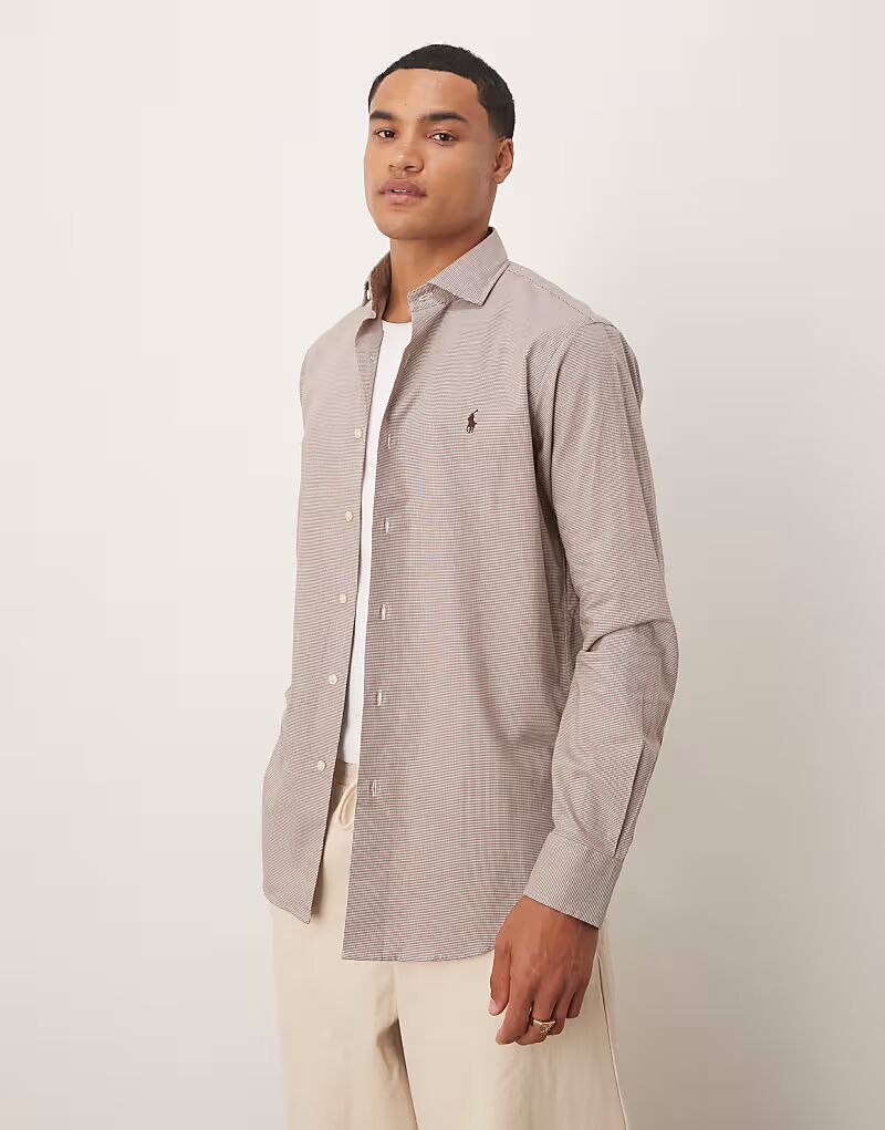 Рубашка с логотипом в клетку и шлифованным твилом Polo Ralph Lauren, кремовый/коричневый
Рубашка с логотипом в клетку и шлифованным твилом Polo Ralph Lauren, кремовый/коричневый
