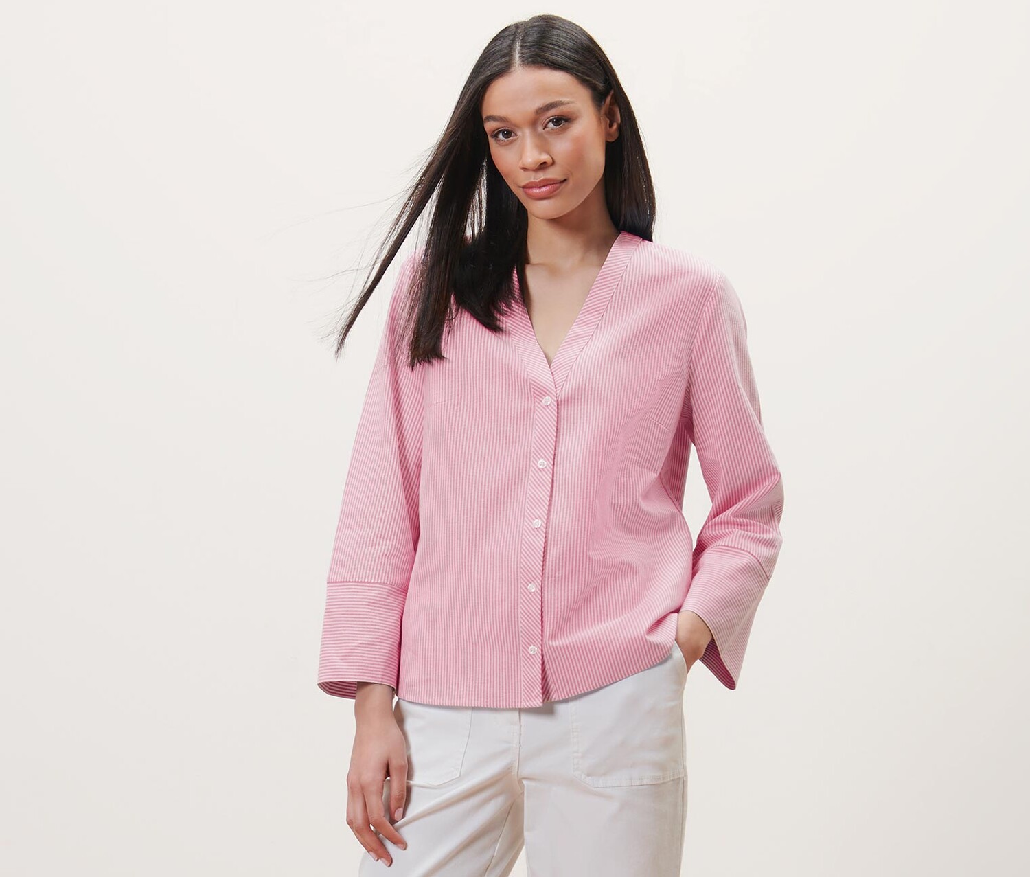 Полосатая блузка Tchibo, розовое и белые полосы
Полосатая блузка Tchibo, розовое и белые полосы