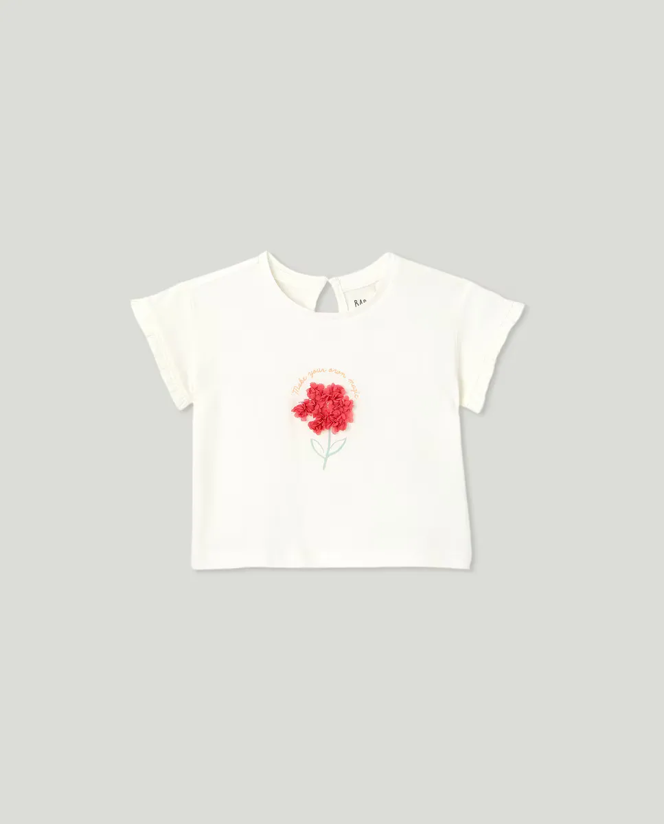 Футболка для девочки с лепестками Baby El Corte Inglés, цвет Blanco roto 
Футболка для девочки с лепестками Baby El Corte Inglés, цвет Blanco roto