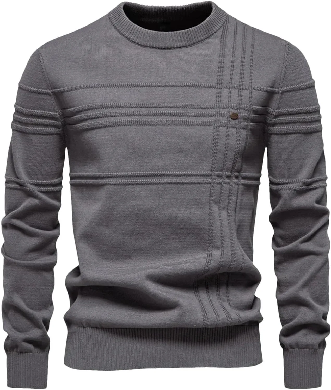 Мужской свитер-пуловер вязаный хлопковый с полосками
Мужской свитер-пуловер вязаный хлопковый с полосками