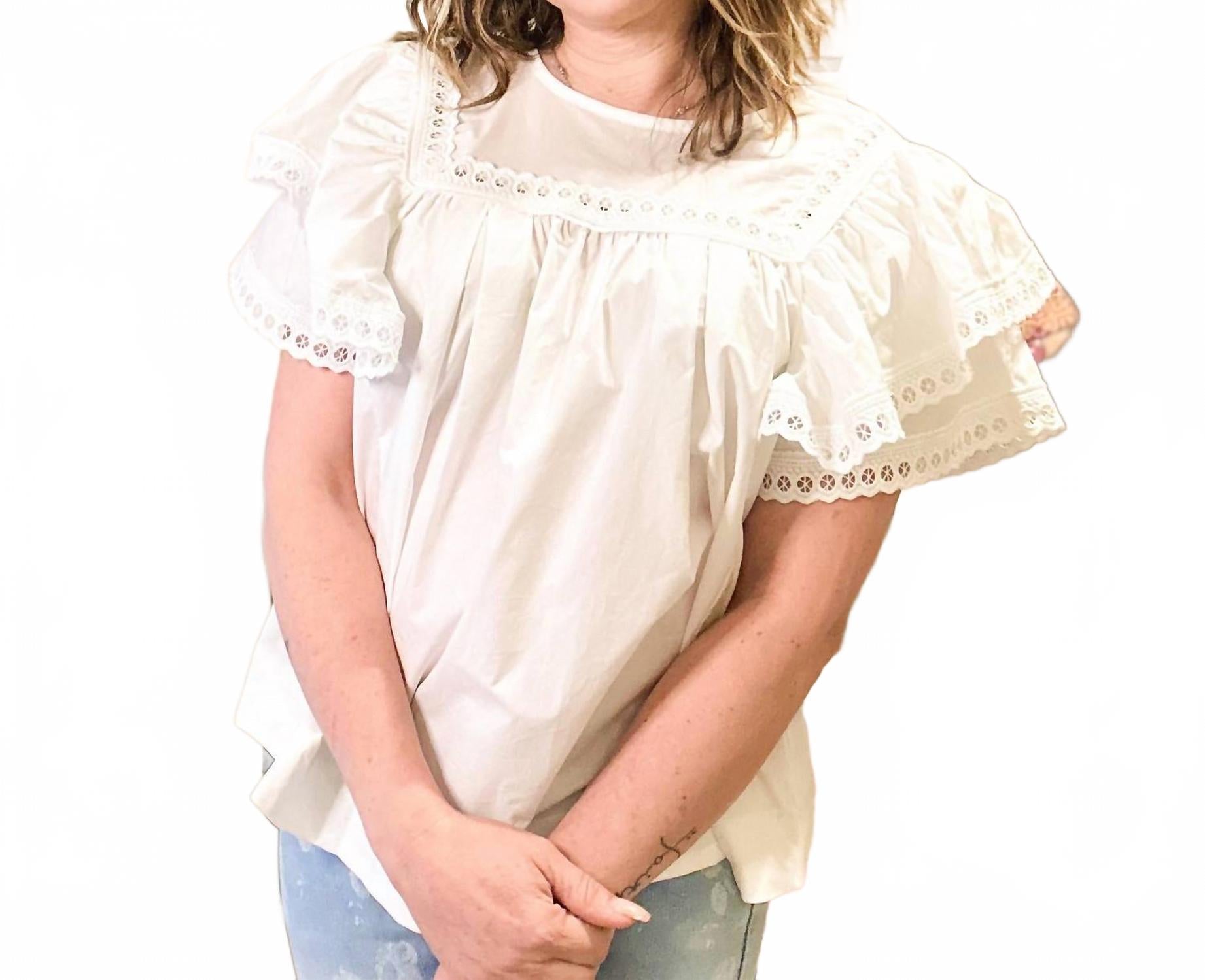 Белая крестьянская блузка с кружевными воланами Easel
Белая крестьянская блузка с кружевными воланами Easel