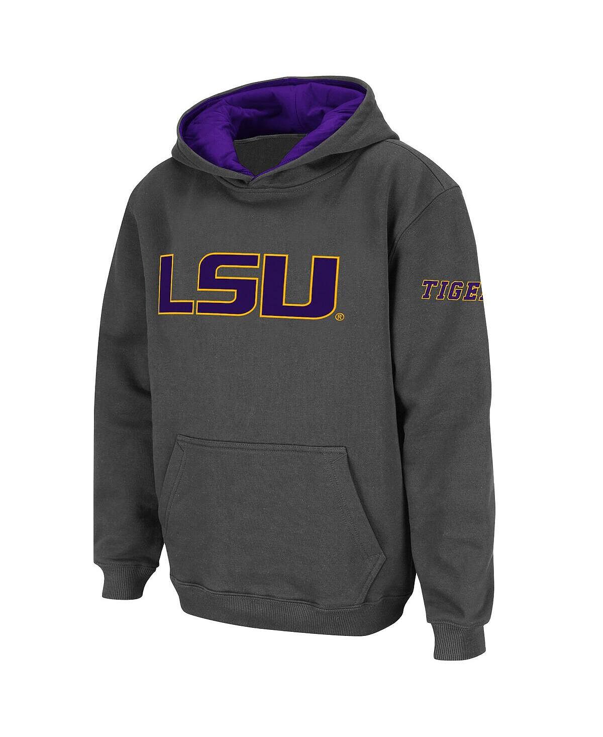 Темно-серый пуловер с капюшоном и большим логотипом Big Boys LSU Tigers Stadium Athletic
Темно-серый пуловер с капюшоном и большим логотипом Big Boys LSU Tigers Stadium Athletic