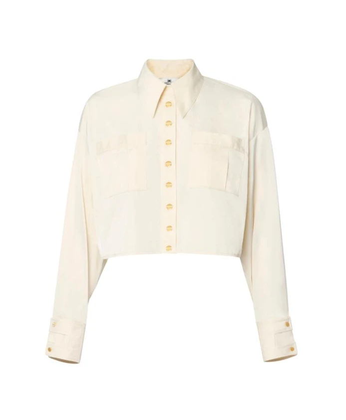 Холщовая рубашка с карманами Elisabetta Franchi, бежевый
Холщовая рубашка с карманами Elisabetta Franchi, бежевый