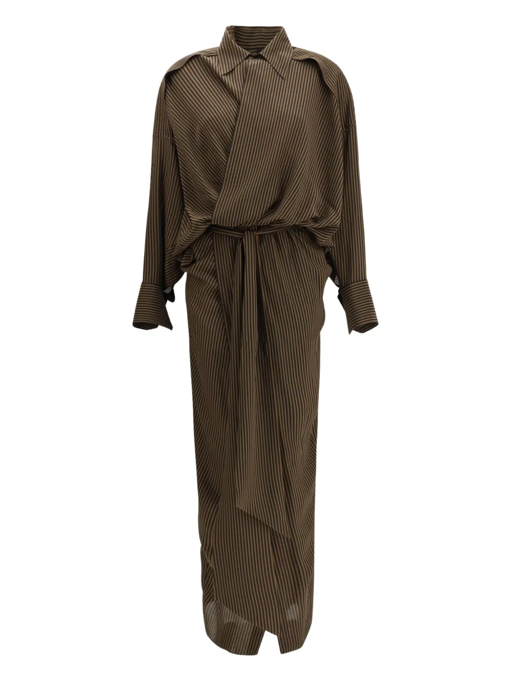Макси-платье-рубашка в полоску Petar Petrov, коричневый
Макси-платье-рубашка в полоску Petar Petrov, коричневый
