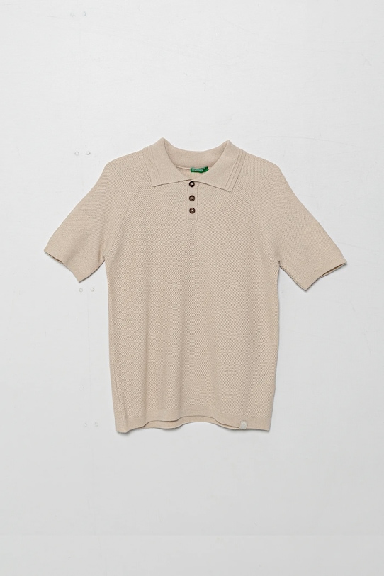 Детское поло с добавлением льна United Colors Of Benetton, бежевый 
Детское поло с добавлением льна United Colors Of Benetton, бежевый