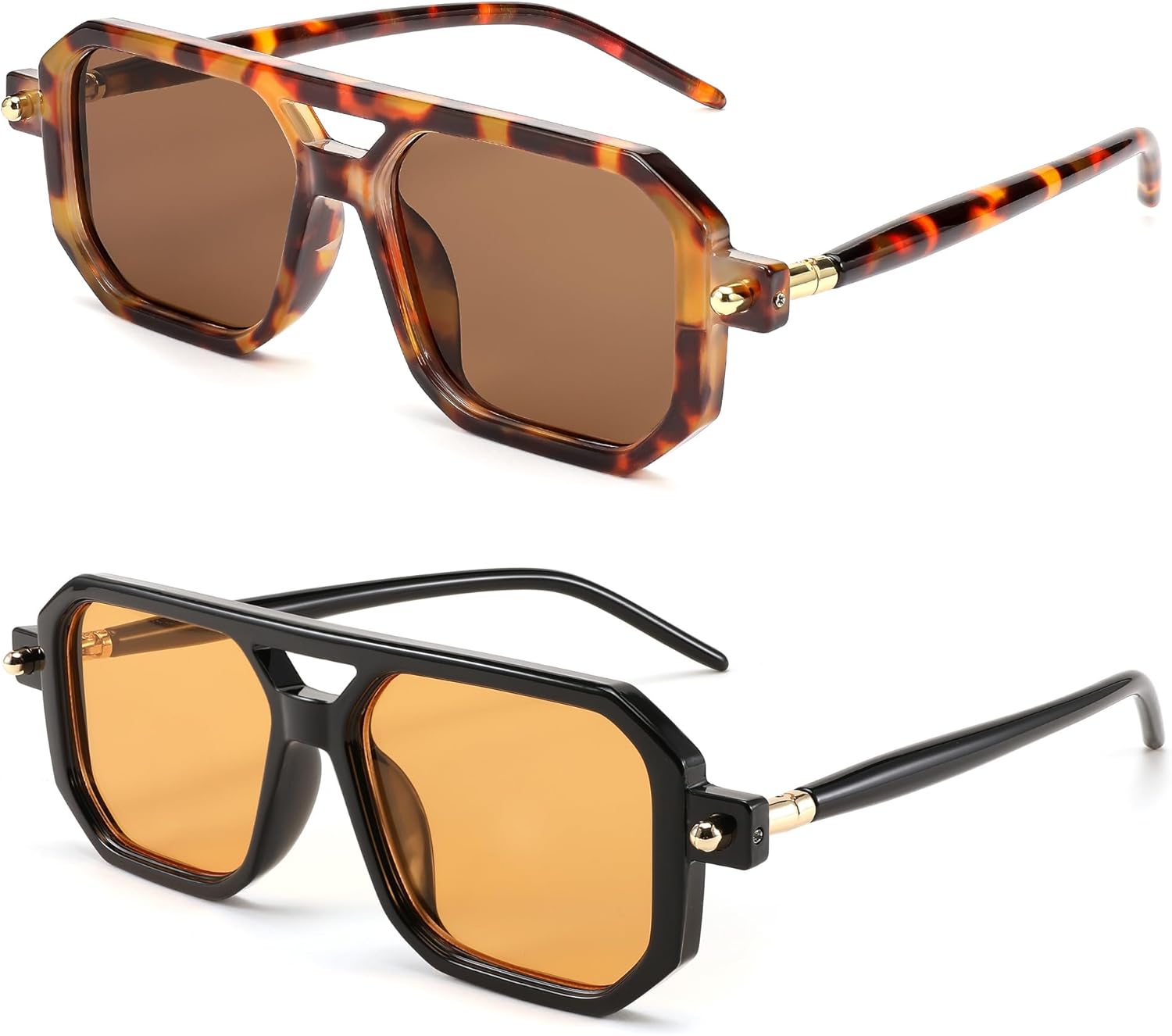 Винтажные квадратные солнцезащитные очки-авиаторы FEISEDY 70-х годов, классическая ретро-стильная оправа, защита от ультрафиолета UV400, артикул B2622, 2 Pack Leopard/Tea + Black/Orange
Винтажные квадратные солнцезащитные очки-авиаторы FEISEDY 70-х годов, классическая ретро-стильная оправа, защита от ультрафиолета UV400, артикул B2622, 2 Pack Leopard/Tea + Black/Orange