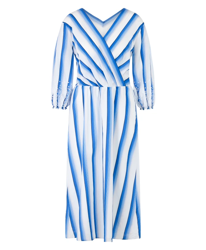 Платье-Халат в полоску с V-образным вырезом Marc Cain, синий
Платье-Халат в полоску с V-образным вырезом Marc Cain, синий