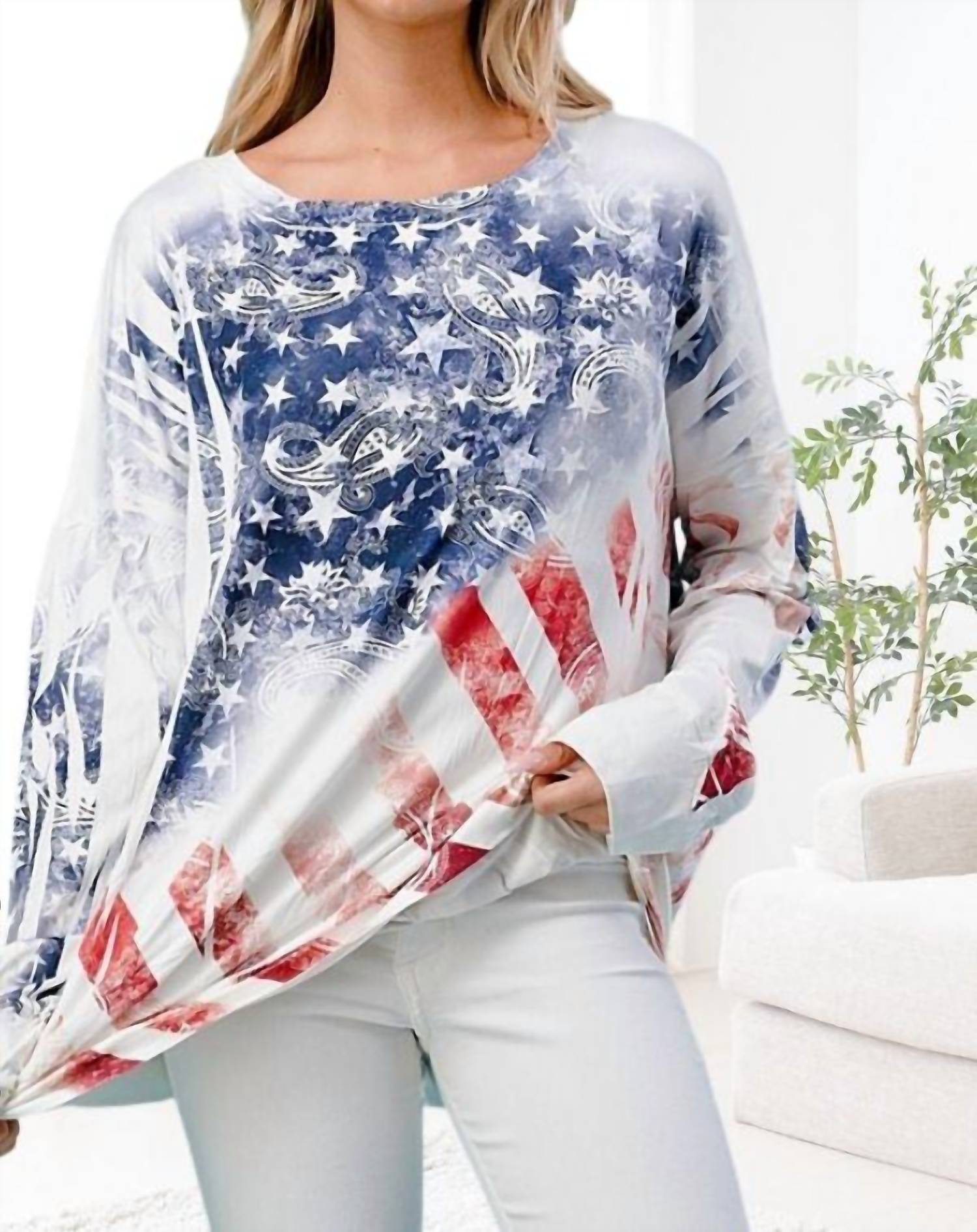 Футболка с длинным рукавом и принтом флага в синем цвете Blumin
Футболка с длинным рукавом и принтом флага в синем цвете Blumin