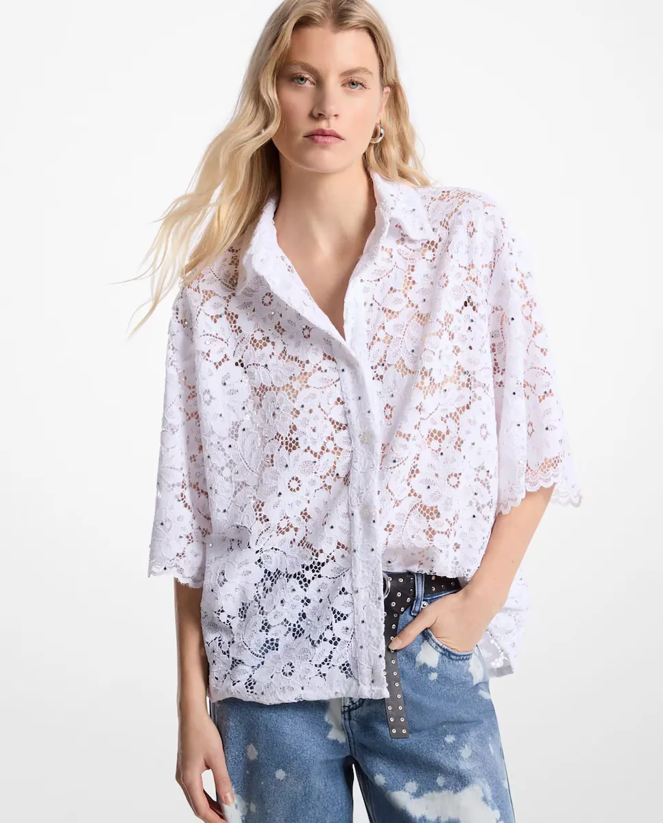 Женская кружевная рубашка с короткими рукавами Michael Michael Kors, белый
Женская кружевная рубашка с короткими рукавами Michael Michael Kors, белый