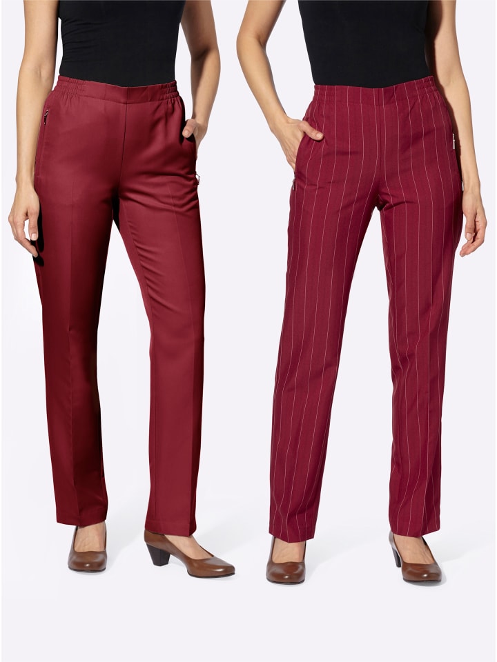 Брюки из ткани темно-красного цвета + темно-красные и черные полосы WITT WEIDEN
Брюки из ткани темно-красного цвета + темно-красные и черные полосы WITT WEIDEN