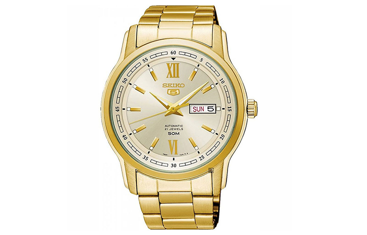 SEIKO Серия 5 автоматический механический механизм часы из нержавеющей стали мужские часы gold циферблат
SEIKO Серия 5 автоматический механический механизм часы из нержавеющей стали мужские часы gold циферблат