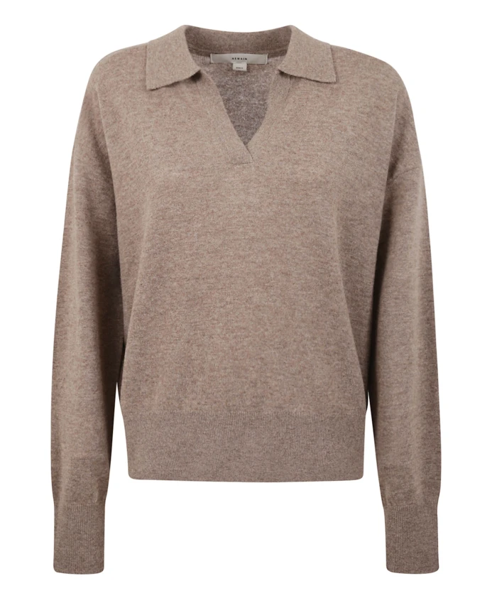 Свитер с V-образным вырезом и воротником-поло Remain Birger Christensen, бежевый
Свитер с V-образным вырезом и воротником-поло Remain Birger Christensen, бежевый