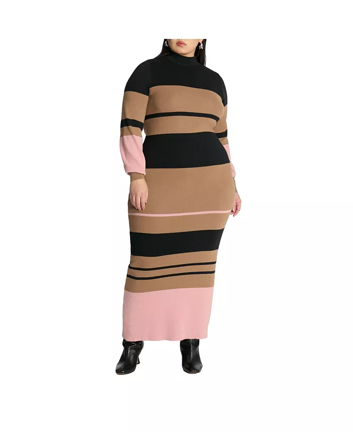 Женское платье-свитер в полоску с воротником-стойкой ELOQUII, мультиколор
Женское платье-свитер в полоску с воротником-стойкой ELOQUII, мультиколор