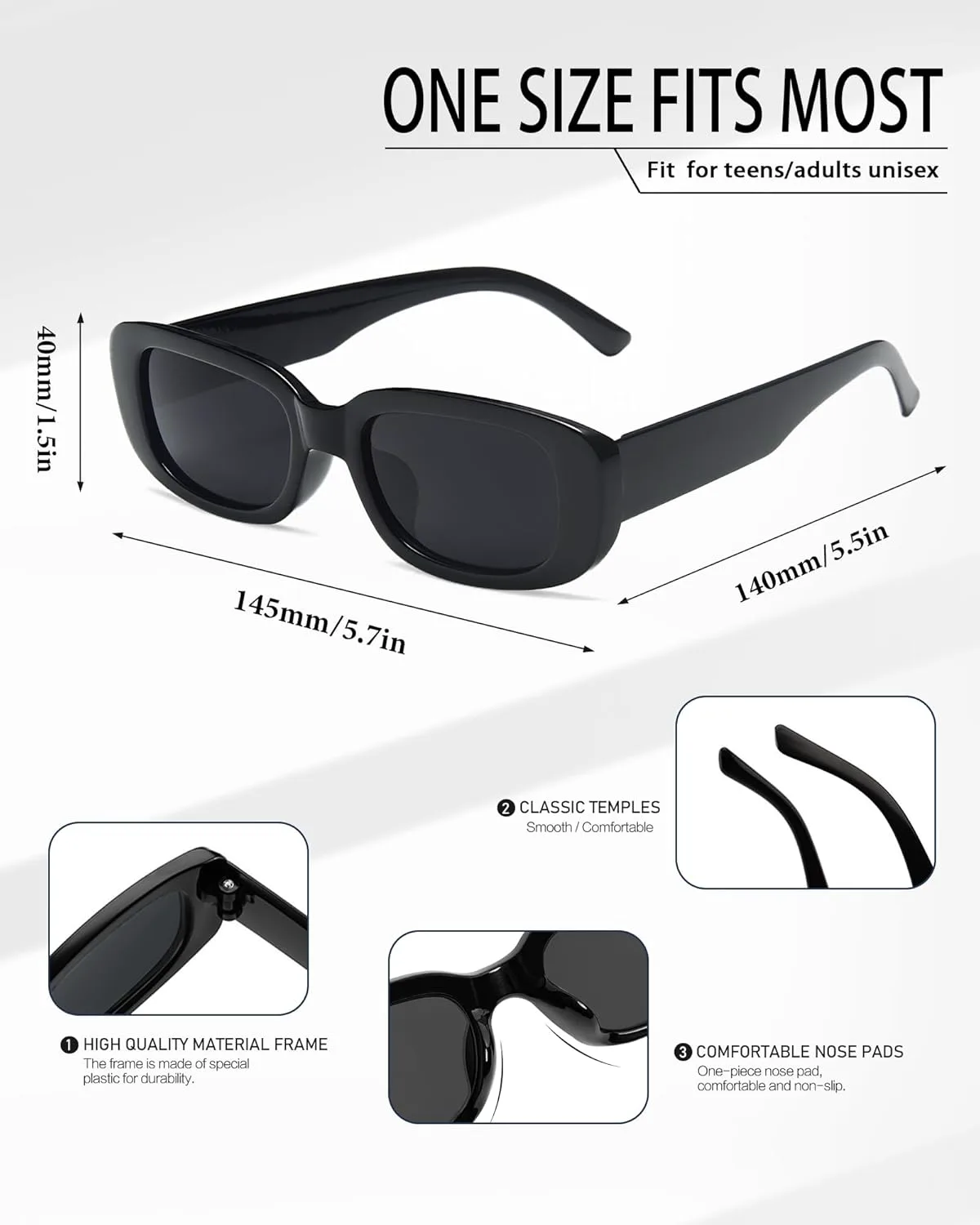 Оптовая продажа 100 пар ретро-солнцезащитных очков прямоугольной формы для женщин и мужчин, свадебные сувениры для гостей, очки для девичника Geopty, Black
Оптовая продажа 100 пар ретро-солнцезащитных очков прямоугольной формы для женщин и мужчин, свадебные сувениры для гостей, очки для девичника Geopty, Black