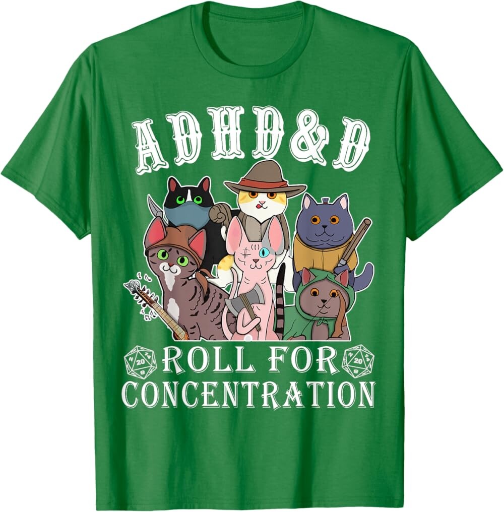 Мужская футболка Funny Tees Gamer RPG Apparel Cats RPG Gamer Roll For Concentration D20 Dice Nerdy, темно-зеленый 
Мужская футболка Funny Tees Gamer RPG Apparel Cats RPG Gamer Roll For Concentration D20 Dice Nerdy, темно-зеленый