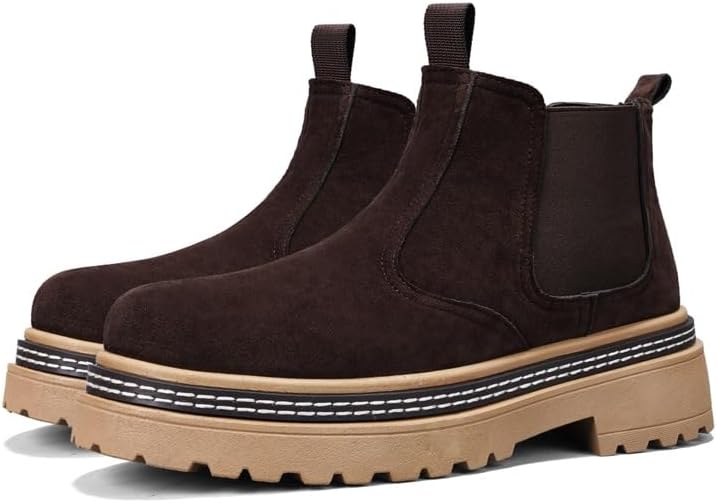 Мужские ботинки челси, замшевые кожаные ботильоны на платформе с эластичными вставками и рифленой подошвой Generic, коричневый
Мужские ботинки челси, замшевые кожаные ботильоны на платформе с эластичными вставками и рифленой подошвой Generic, коричневый