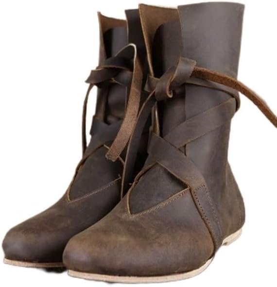 Средневековые мужские ботинки USUWE с круглым носком и плоской подошвой, винтажные ботинки из имитации кожи PU, винтажные рыцарские ботинки для мужчин и женщин, размер 34-48, коричневый
Средневековые мужские ботинки USUWE с круглым носком и плоской подошвой, винтажные ботинки из имитации кожи PU, винтажные рыцарские ботинки для мужчин и женщин, размер 34-48, коричневый