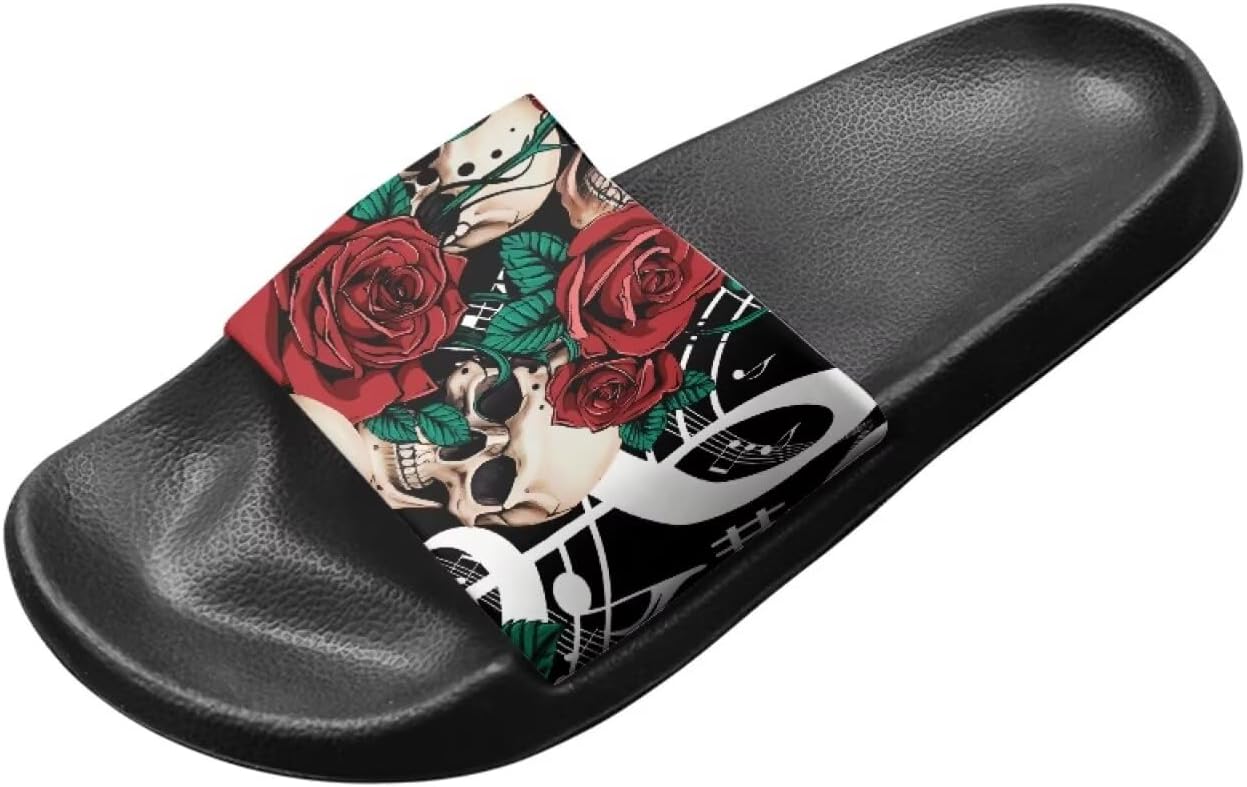 Сандалии Binienty с одной полоской для женщин и мужчин, нескользящие, повседневные, для прогулок, пляжные шлепанцы с поддержкой свода стопы, Skull Rose Music Note
Сандалии Binienty с одной полоской для женщин и мужчин, нескользящие, повседневные, для прогулок, пляжные шлепанцы с поддержкой свода стопы, Skull Rose Music Note