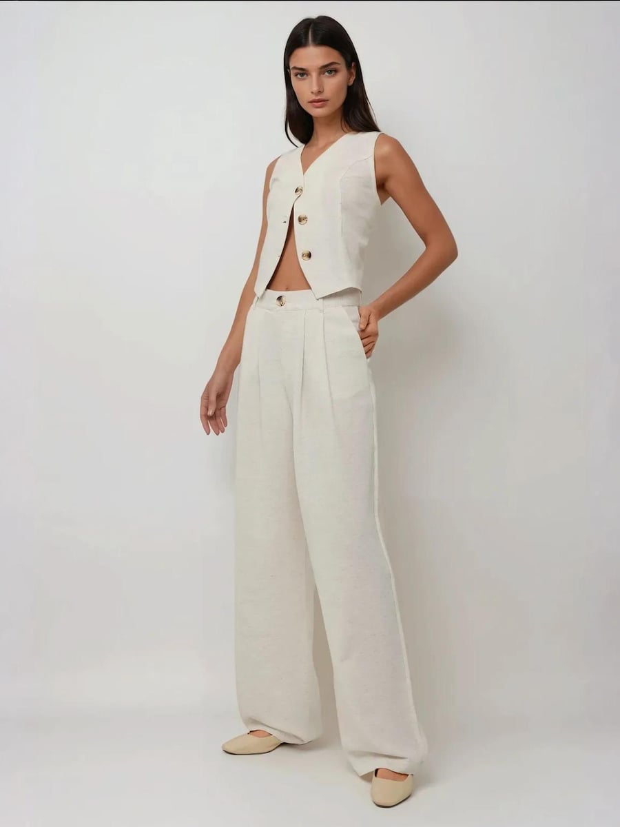 Широкие брюки со складками спереди Hiccup, Natural White
Широкие брюки со складками спереди Hiccup, Natural White