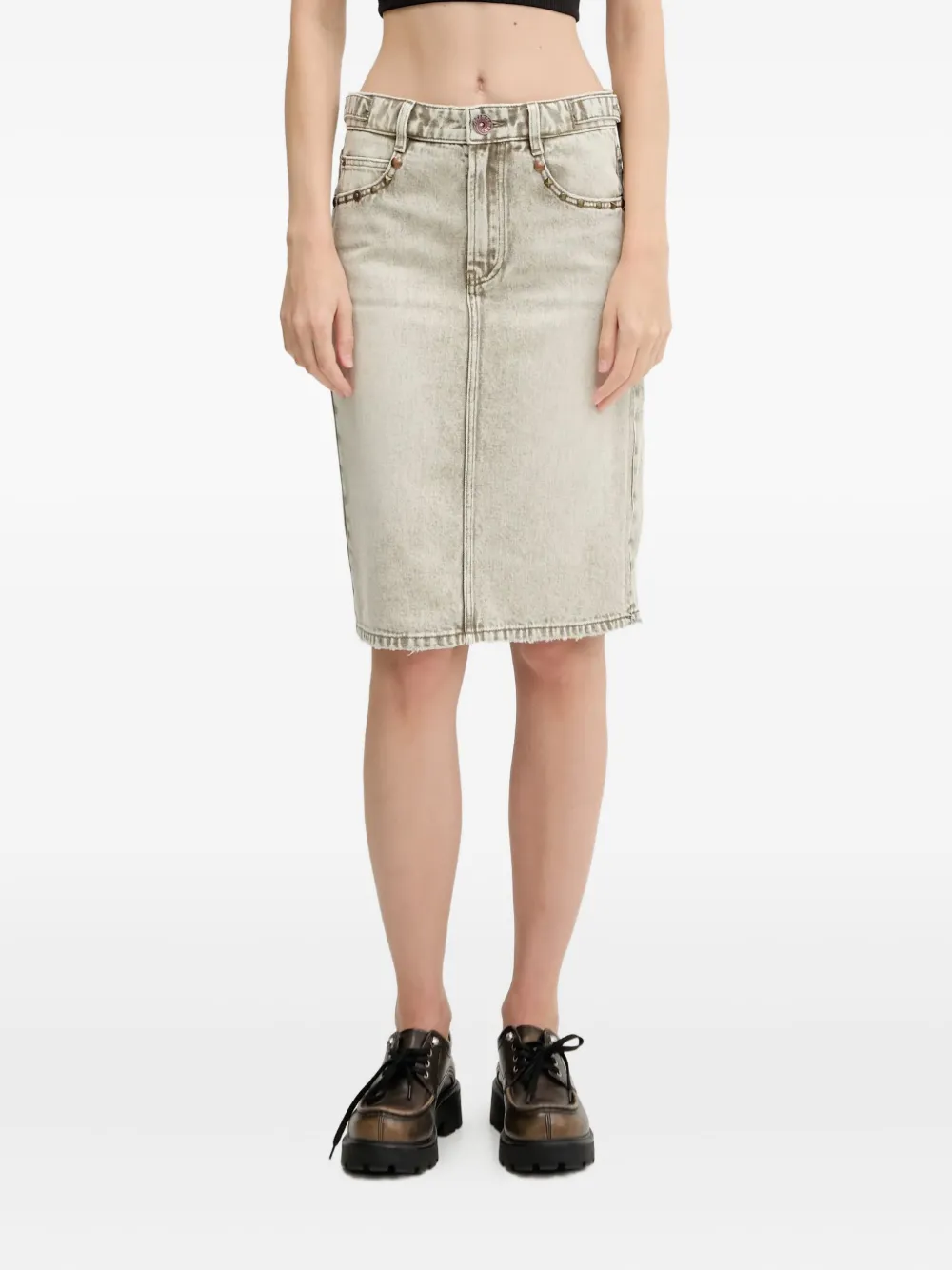 Джинсовая юбка с заклепками Miss Sixty, зеленый 
Джинсовая юбка с заклепками Miss Sixty, зеленый