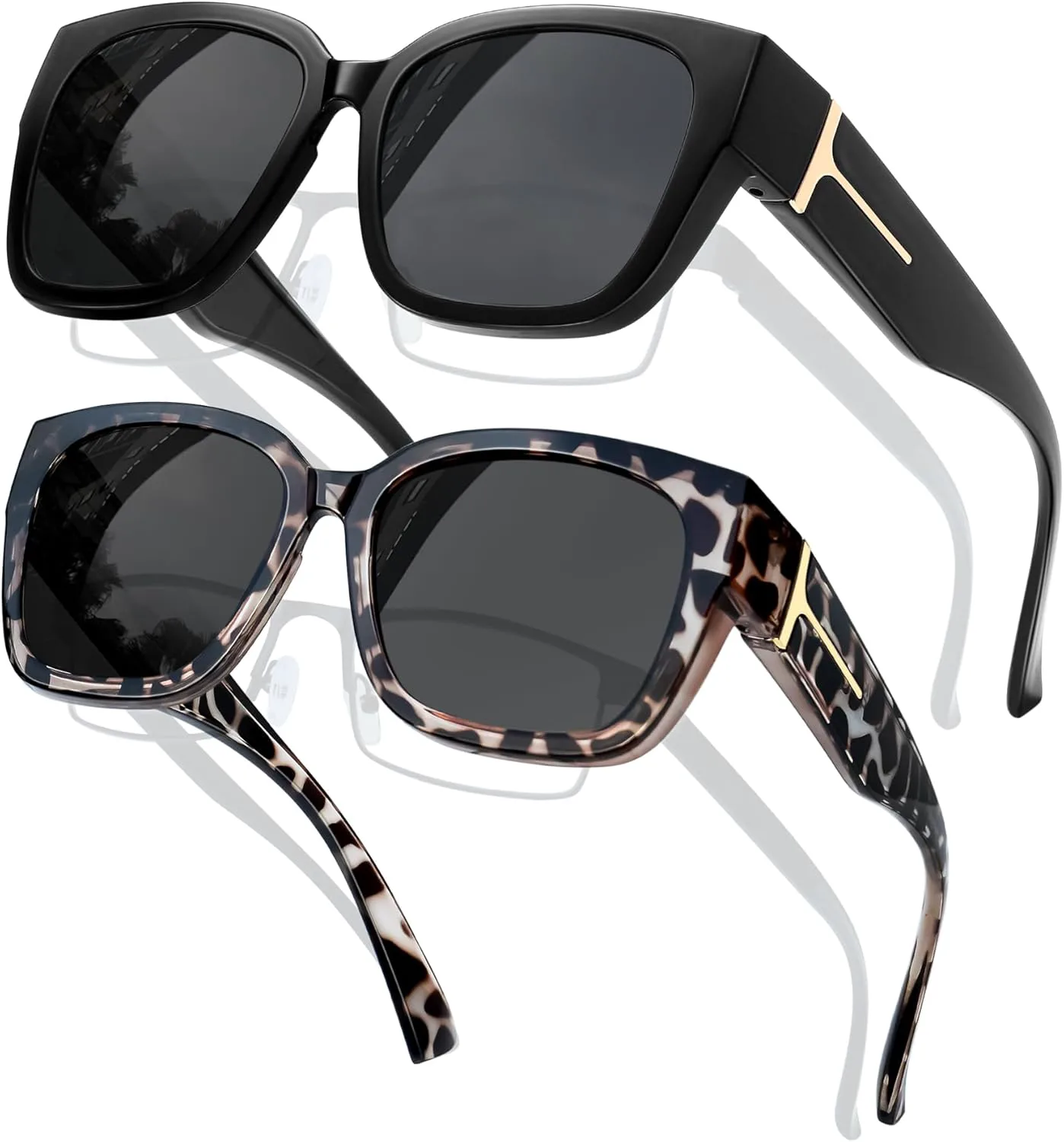 KANASTAL Солнцезащитные очки поверх очков, поляризованные, увеличенного размера, модные, облегающие, комплект из 2 штук, 【a04】black/Black+gray Leopard Print/Black
KANASTAL Солнцезащитные очки поверх очков, поляризованные, увеличенного размера, модные, облегающие, комплект из 2 штук, 【a04】black/Black+gray Leopard Print/Black