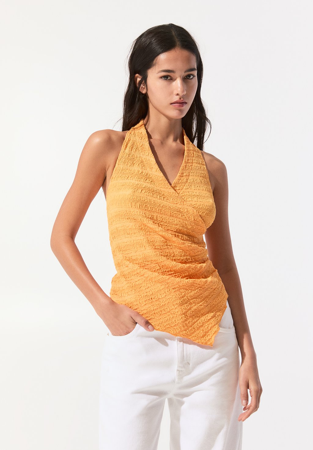 Топ Blouse PULL&BEAR, неоновый оранжевый 
Топ Blouse PULL&BEAR, неоновый оранжевый