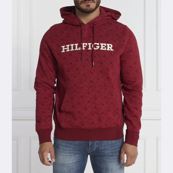 Толстовка стандартного кроя с капюшоном и монограммой Aop Tommy Hilfiger, бургунди 
Толстовка стандартного кроя с капюшоном и монограммой Aop Tommy Hilfiger, бургунди