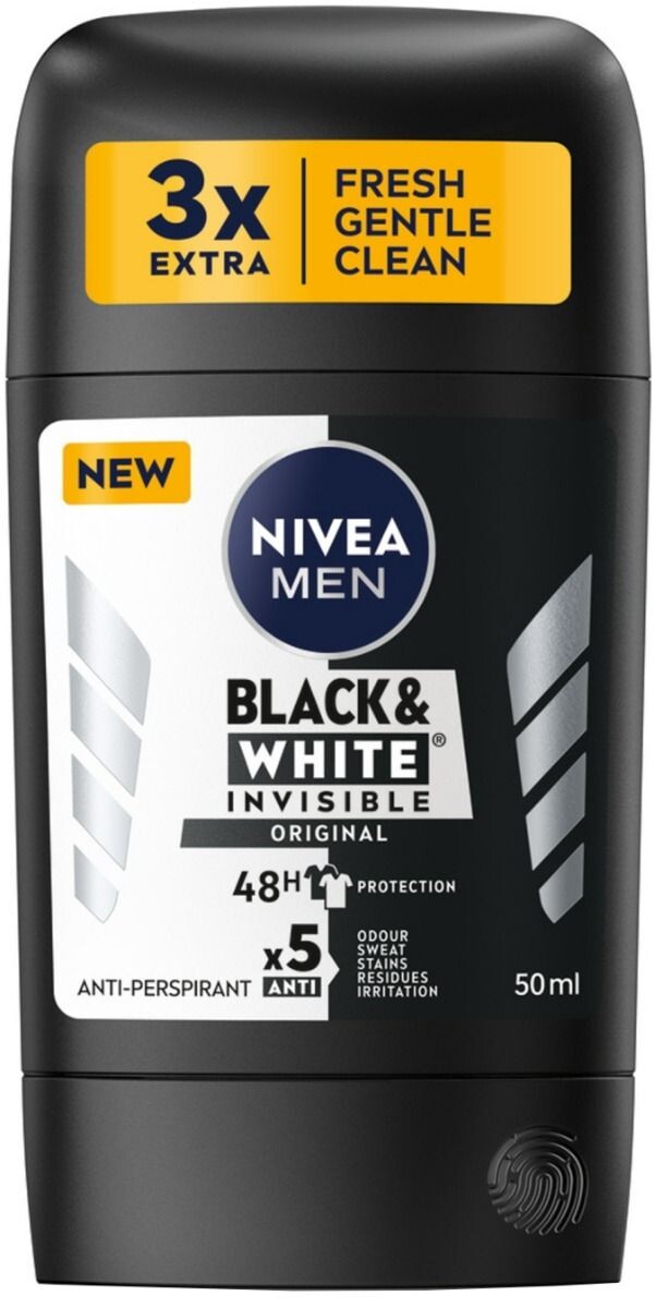 Nivea Men Black&White Original антиперспирант для мужчин, 50 ml 
Nivea Men Black&White Original антиперспирант для мужчин, 50 ml