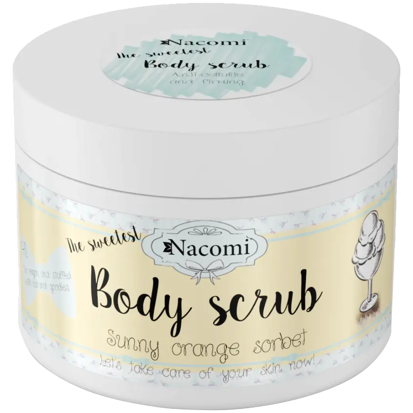 Nacomi Sunny orange sorbet сахарный скраб для тела с ароматом апельсинового щербета, 200 мл
Nacomi Sunny orange sorbet сахарный скраб для тела с ароматом апельсинового щербета, 200 мл