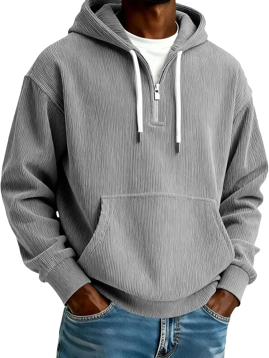 Толстовка Quarter Zip Corduroy с капюшоном для мужчин, легкая, с карманами
Толстовка Quarter Zip Corduroy с капюшоном для мужчин, легкая, с карманами