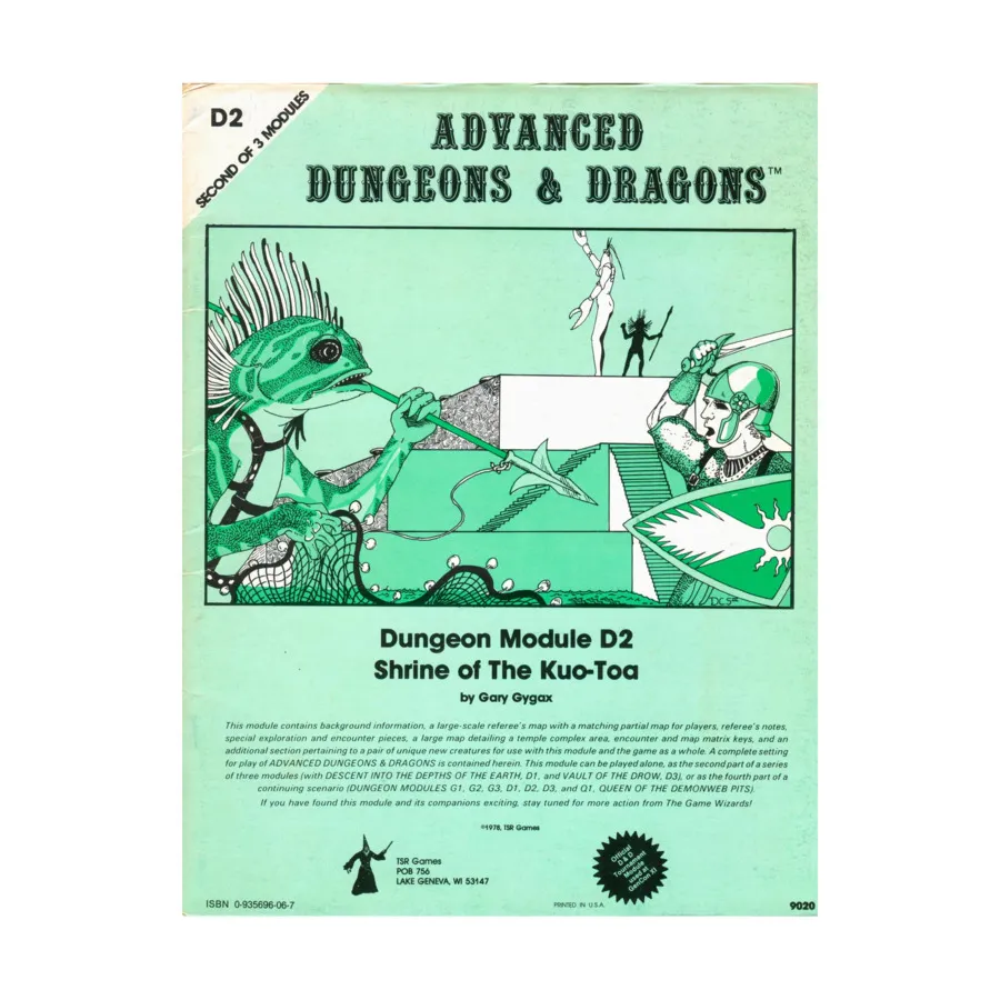 Модуль Shrine of the Kuo-Toa (4th Printing), Advanced Dungeons & Dragons (1st Edition) - Modules & Adventures - D, G & Q Series
Модуль Shrine of the Kuo-Toa (4th Printing), Advanced Dungeons & Dragons (1st Edition) - Modules & Adventures - D, G & Q Series