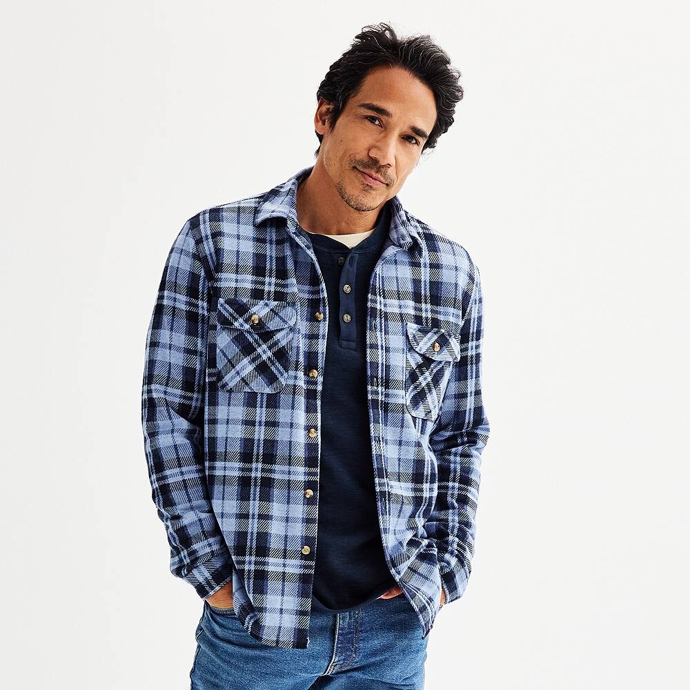 Мужская трикотажная рубашка на пуговицах с длинными рукавами Sonoma Goods For Life, цвет Blue Plaid
Мужская трикотажная рубашка на пуговицах с длинными рукавами Sonoma Goods For Life, цвет Blue Plaid