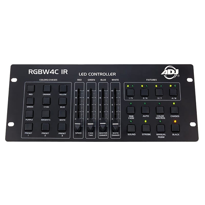 32-канальный DMX-контроллер American DJ RGBW4C-IR для светодиодных светильников RGB, RGBW и RGBA RGB406
32-канальный DMX-контроллер American DJ RGBW4C-IR для светодиодных светильников RGB, RGBW и RGBA RGB406