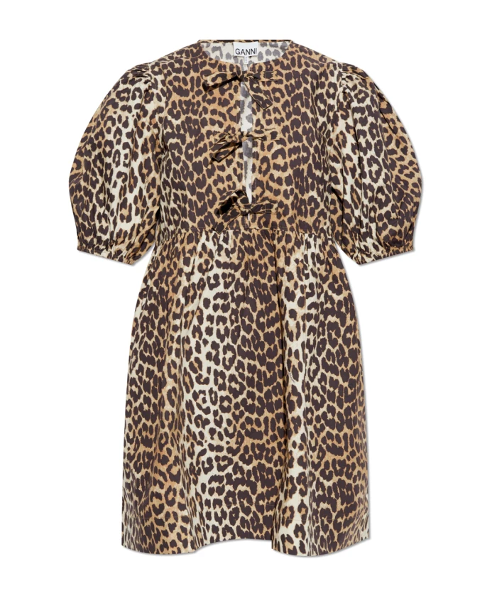 Платье с животным принтом Ganni, бежевый
Платье с животным принтом Ganni, бежевый