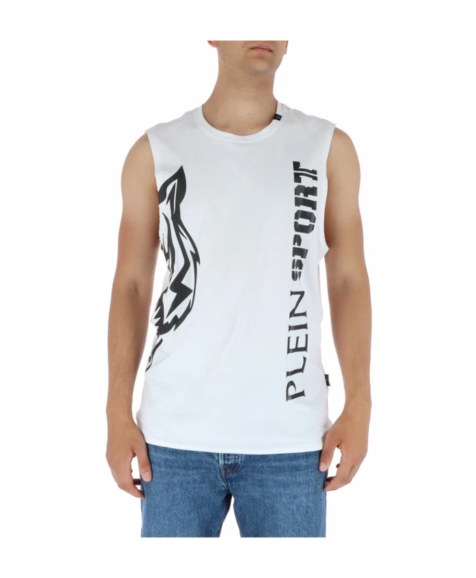 Черная майка без рукавов с круглым вырезом Plein Sport, белый
Черная майка без рукавов с круглым вырезом Plein Sport, белый