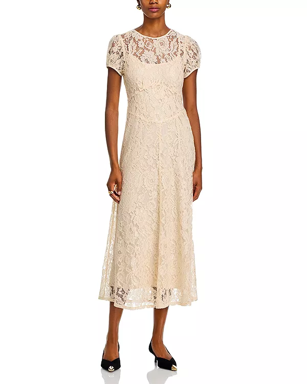 Платье Clarity с короткими рукавами и кружевом Wayf, белый
Платье Clarity с короткими рукавами и кружевом Wayf, белый