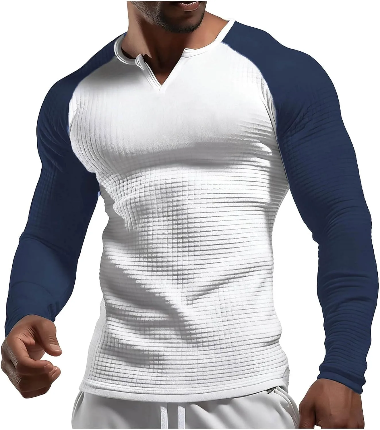 Мужская футболка V-образный вырез с длинным рукавом, легкая и эластичная
Мужская футболка V-образный вырез с длинным рукавом, легкая и эластичная