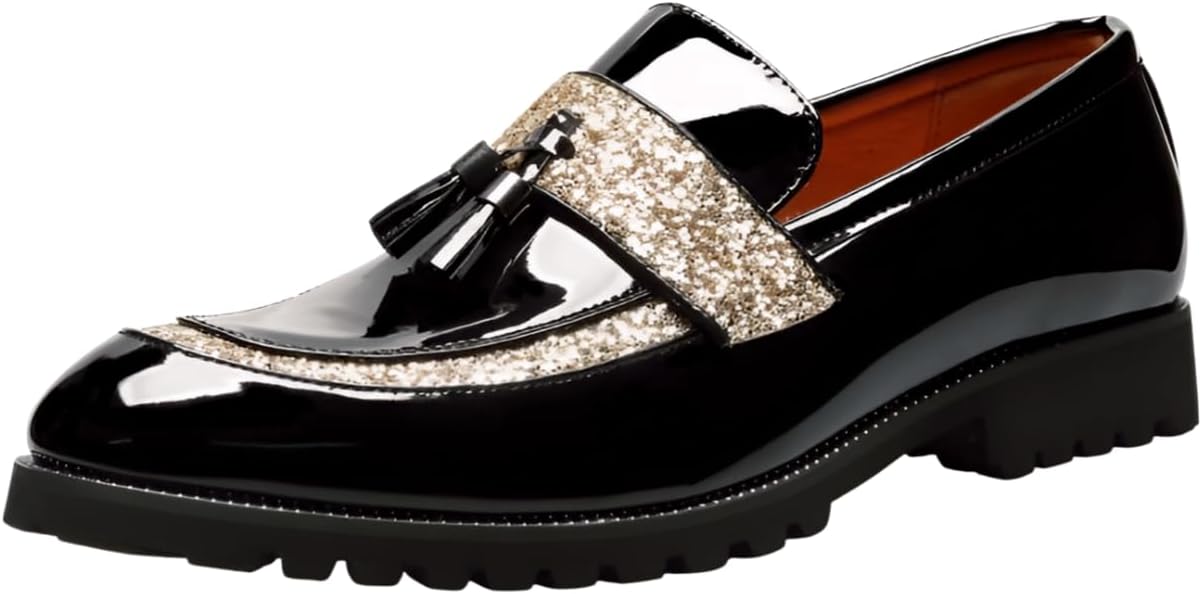 Мужские лоферы Santimon из лакированной кожи с кисточками, блестящие, на толстом каблуке, слипоны, формальная и повседневная обувь под смокинг, золотой
Мужские лоферы Santimon из лакированной кожи с кисточками, блестящие, на толстом каблуке, слипоны, формальная и повседневная обувь под смокинг, золотой