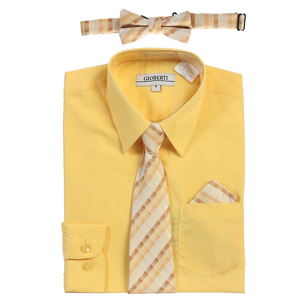 Детская классическая рубашка Gioberti с длинными рукавами + клетчатый галстук, галстук-бабочка и носовой платок, цвет Banana
Детская классическая рубашка Gioberti с длинными рукавами + клетчатый галстук, галстук-бабочка и носовой платок, цвет Banana
