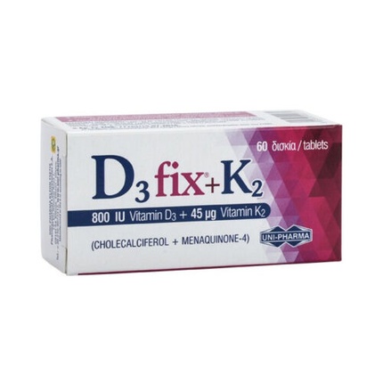 Uni-Pharma D3 Fix 800 МЕ + K2 45 мг 60 капсул Vitabiotics
Uni-Pharma D3 Fix 800 МЕ + K2 45 мг 60 капсул Vitabiotics