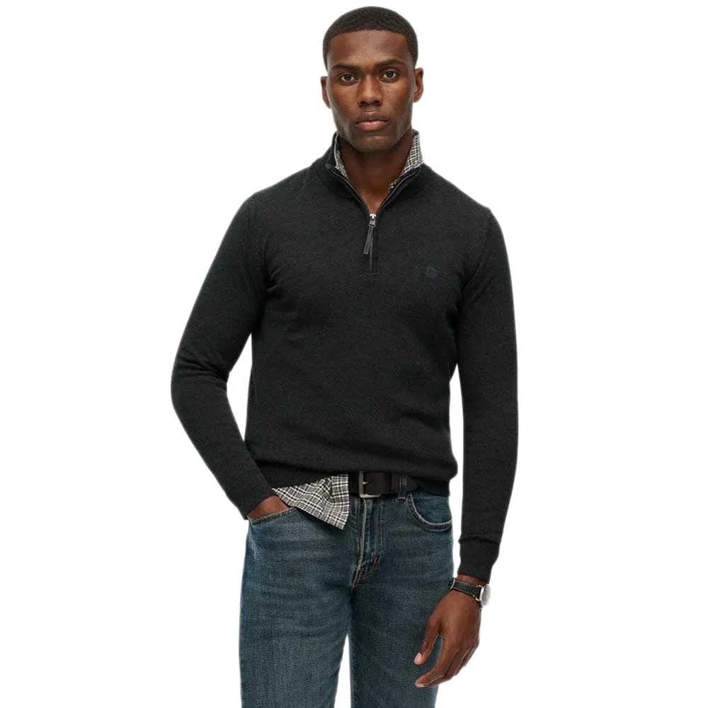 Свитер Superdry Essentials half zip, черный 
Свитер Superdry Essentials half zip, черный