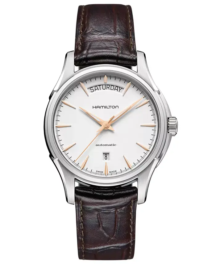 Часы мужские Swiss Automatic Jazzmaster Day Date с коричневым кожаным ремешком, 40 мм, H32505511 Hamilton
Часы мужские Swiss Automatic Jazzmaster Day Date с коричневым кожаным ремешком, 40 мм, H32505511 Hamilton